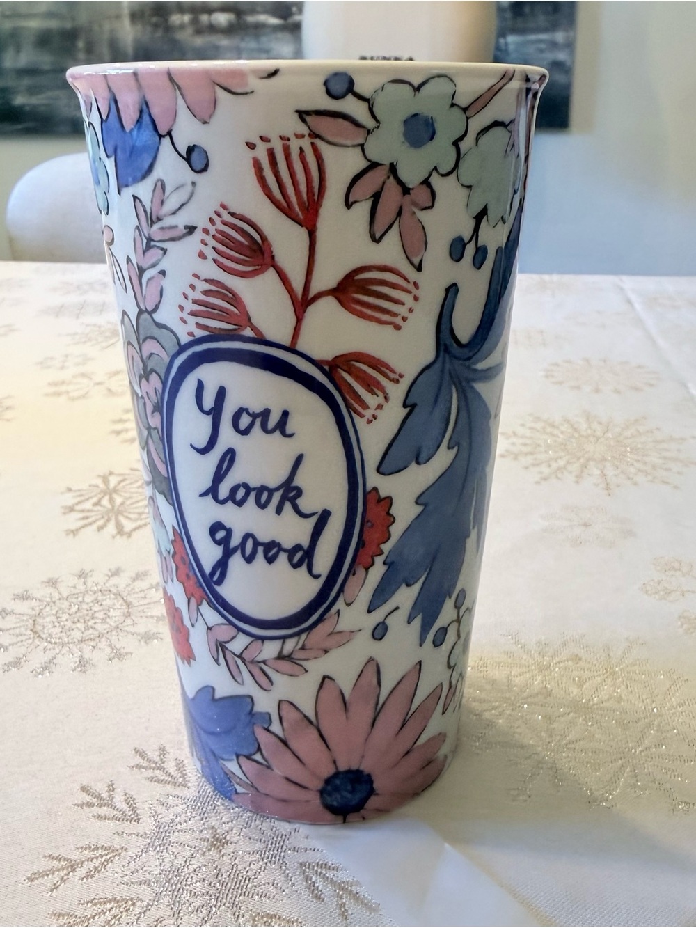 Anthropologie Molly Hatch "You Look Good" travel tumbler 13oz